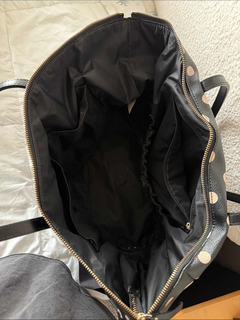 kate spade Black Tote with Light Pink Polka Dots - Picture 5 of 6